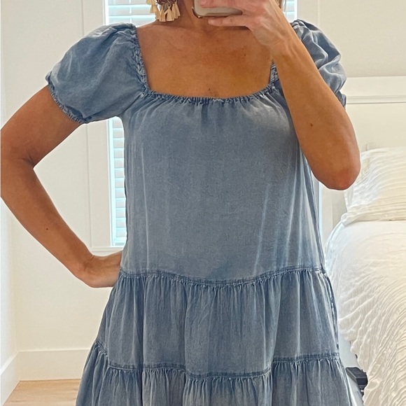 NEW, Mustard Seed, Chambray/Denim Short Sleeved Dress, Size Small - Picture 5 of 16